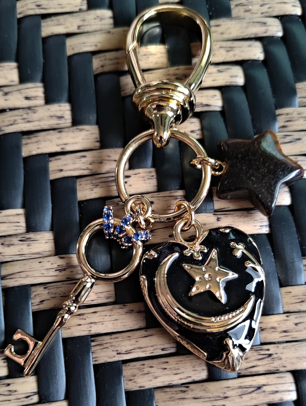 Madwell Key Cluster Bag Charm - Gold Star & Crescent Keychain